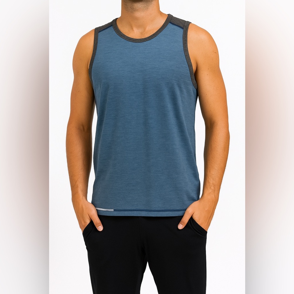 lululemon athletica Men's Blue Tank Top with Gray Trim